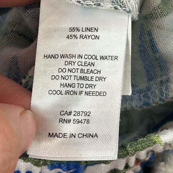 Joie Short Womens 8 Blue Green White Evelyn Tropical Beaded Linen Blend Medium - Picture 9 of 16